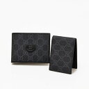 グッチ 二つ折り財布（メンズ） グッチ GUCCI インターロッキングG GGスプリームキャンバス×レザー ウォレット カードケース付き 二つ折り 折財布 [小銭入れなし] ブラック×グレー [メンズ] 723171 92TCF 1000 【NS10】