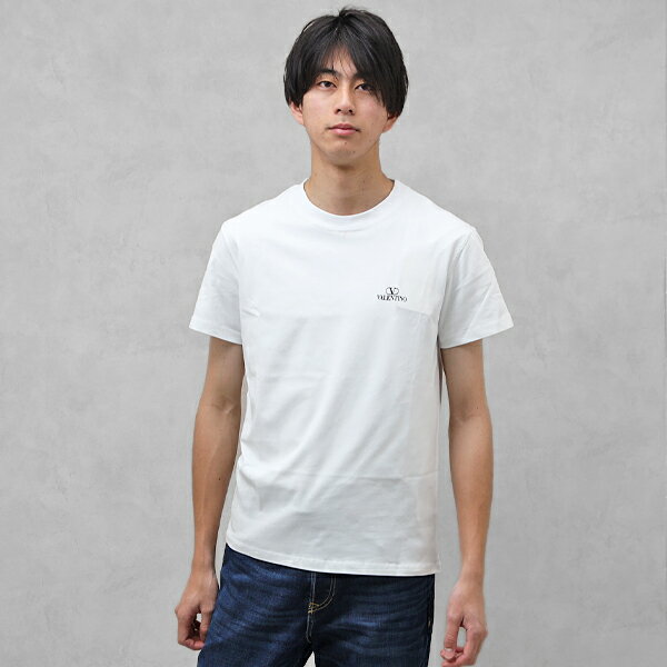 ヴァレンティノ バレンチノ VALENTINO コットン ロゴ入り 半袖 Tシャツ ホワイト [メンズ][レディース] 1V3MG11Z8MS A01 【NS10】