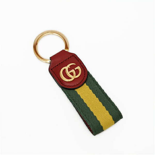 グッチ キーホルダー（レディース） グッチ GUCCI オフィディア ウェブストライプ キャンバス×レザー キーリング キーホルダー グリーン×イエロー [メンズ] 523161 HE26G 3393