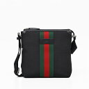 【再入荷！】グッチ GUCCI アウトレット ウェブストライプ テクノキャンバス×レザー ショルダーバッグ ブラック メンズ 631195 KWT7N 1060