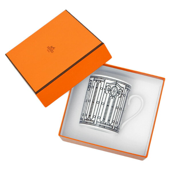 エルメス マグカップ 【再入荷！】エルメス HERMES アッシュデコ H DECO マグカップ シングル 300ml 装飾 陶器 ホワイト×ブラック 037031