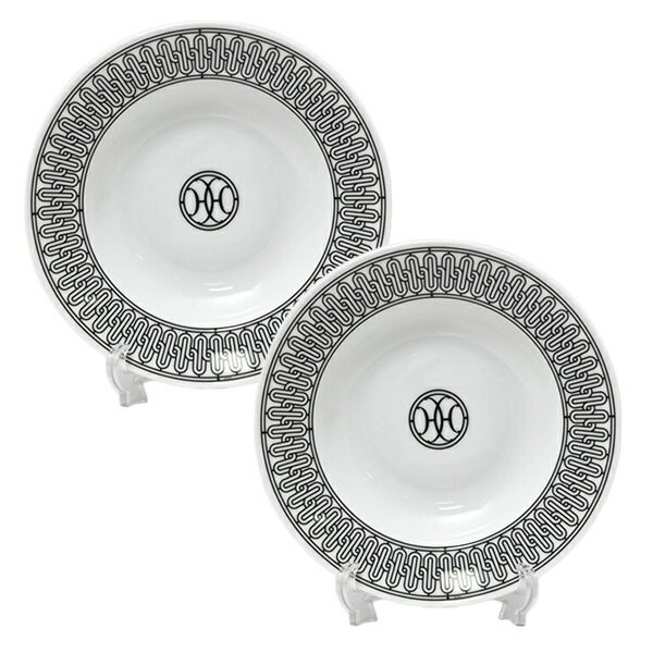 【2点セット】エルメス HERMES アッシュデコ H DECO 037013 丸型 スーププレート 22cm 絵皿 装飾 陶器のサムネイル