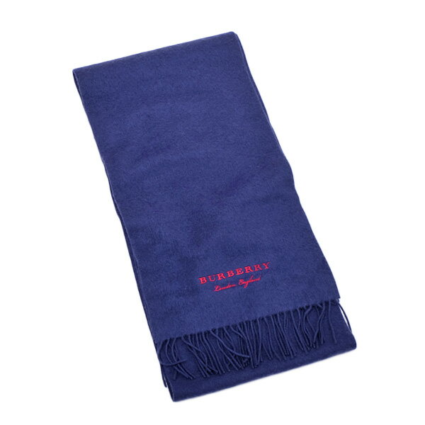 バーバリー BURBERRY カシミア 刺繍入り フリース マフラー ブルー系 [メンズ][レディース] 4079005 BRIGHT NAVY