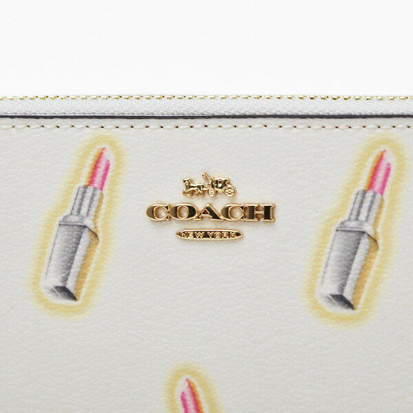 コーチ COACH アウトレット リップ柄 PVC×レザー ウォレット ラウンドファスナー 長財布 オフホワイト系 [レディース] C3313 IMCAH【F22】【MT2208】