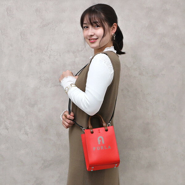 フルラ 革トートバッグ レディース フルラ FURLA ヴァーシティ スタイル ミニ VARSITY STYLE MINI TOTE レザー 2WAY トートバッグ レッド系×ブラウン [レディース] WB00729 BX1230 1057_1653S【J10】 【NS10】