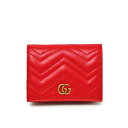 グッチ GUCCI GGマーモント レザー カードケース ウォレット 二つ折り 折財布 レッド [レディース] 466492 DTDHT 6832