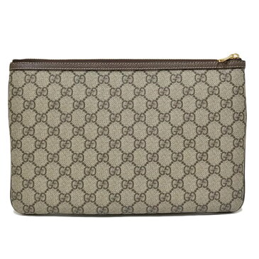 グッチ GUCCI GGスプリーム ウェブライン クラッチバッグ ファブリックポーチ ベージュ×エボニー×ブラウン [レディース] 517551 96IWS 8745【〇K6】