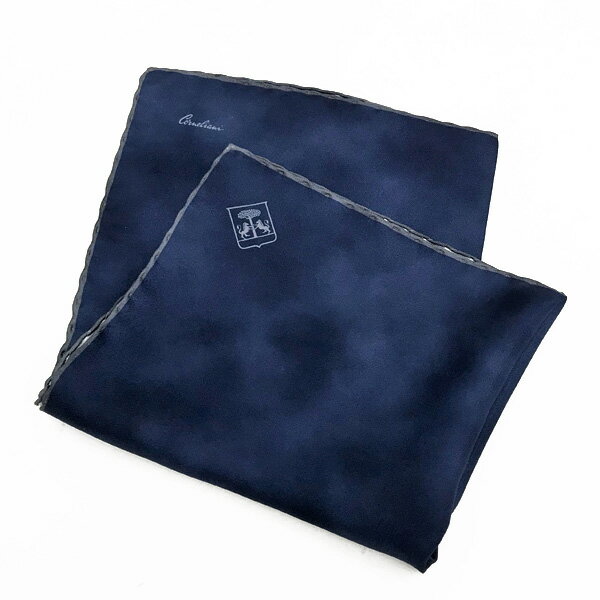 コルネリアーニ CORNELIANI ポケットチーフ ネイビー系 シルク100% イタリア製〔CP050〕【定形外郵便物送料無料】