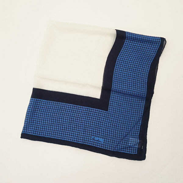 コルネリアーニ CORNELIANI スカーフ モダール混カシミア ブルー×ホワイト ドット柄〔CP410〕【定形外郵便物送料無料】