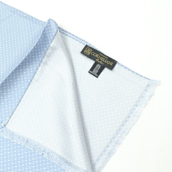 コルネリアーニ CORNELIANI ストール ライトブルー基調 ドット柄〔CP425〕【定形外郵便物送料無料】