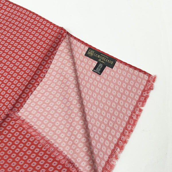 コルネリアーニ CORNELIANI ストール レッド基調 菱形柄〔CP443〕【定形外郵便物送料無料】