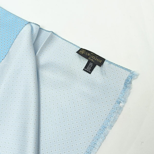 コルネリアーニ CORNELIANI ストール ライトブルー基調 菱形ドット柄〔CP480〕【定形外郵便物送料無料】