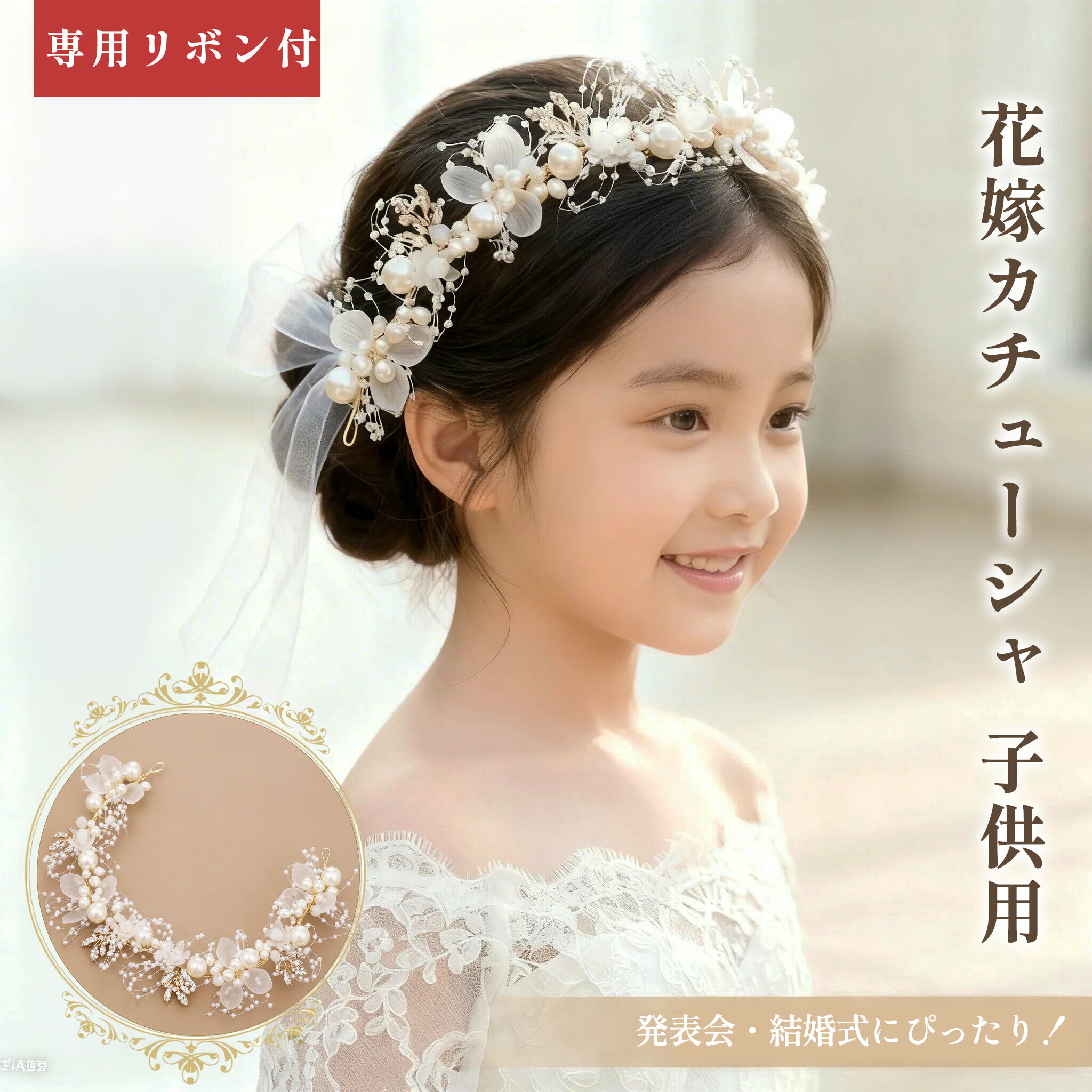 ヘッドドレス 髪飾り カチューシャ クラウン パール ティアラ フラワー 女の子 ヘッドドレス ヘアアクセサリー ブライダル 子供 花 花嫁 花冠 ヘアバンド パーティー ウェディング 発表会 入学式 卒業式 結婚式 白色 送料無料