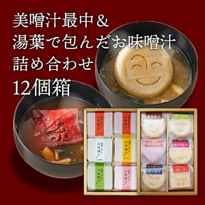 【送料無料】自由が丘 美噌元 美噌汁最中＆湯葉で包んだお味噌汁 12個箱 (AB-103)