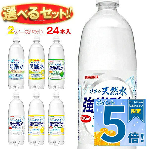 サンガリア 伊賀の天然水 炭酸水 選べる2ケースセット 1Lペットボトル×24(12×2)本入｜ 送料無料 炭酸水 炭酸 伊賀の天然水 強炭酸水 1000ml 箱買い ペットボトル 24本 サンガリア 1l