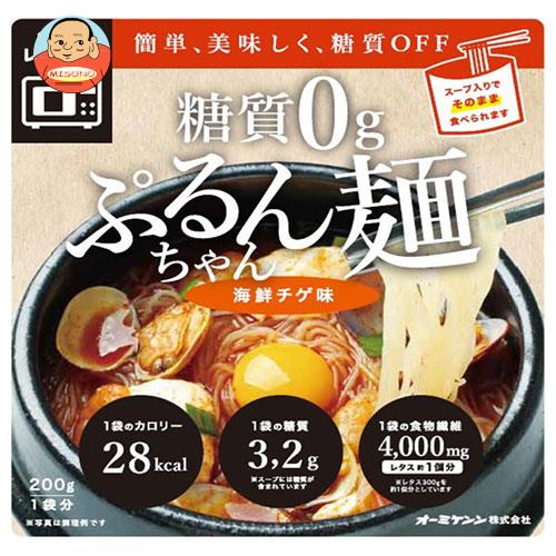 オーミケンシ 糖質0g ぷるんちゃん麺 海鮮チゲ味 200g×12袋入｜ 送料無料 一般食品 レトルト 即席 ダイエット食品 海鮮 チゲ