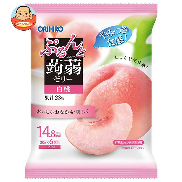 オリヒロ ぷるんと蒟蒻ゼリー 白桃 20gパウチ×6個×24袋入｜ 送料無料 生菓子 こんにゃくゼリー もも 桃