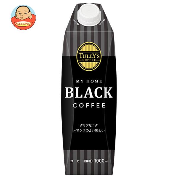 伊藤園 TULLY'S COFFEE(タリーズコーヒー) ブラック 1L紙パック×6本入｜ 送料無料 無糖 珈琲 コーヒー 紙パック