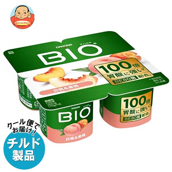 【チルド(冷蔵)商品】ダノンジャパン ダノンビオ BIO 白桃＆黄桃 (75g×4)×6個入｜ 送料無料 ダノン ヨーグルト 桃 もも ダノンヨーグルトのサムネイル
