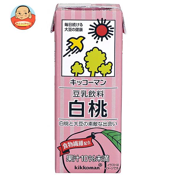 キッコーマン 豆乳飲料 白桃 200ml紙パック×18本入｜ 送料無料 豆乳 キッコーマン ピーチ 桃 もも 200mlのサムネイル