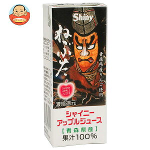 青森県りんごジュース シャイニー アップルジュース ねぶた 200ml紙パック×24本入×(2ケース)｜ 送料無料 りんごジュース