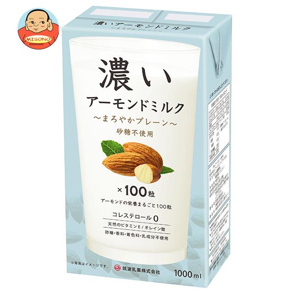 筑波乳業 濃いアーモンドミルク まろやかプレーン 1L紙パック×12本入｜ 送料無料 アーモンドミルク 紙パック プレーン