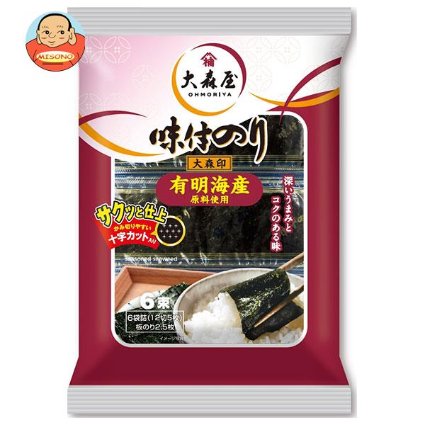 大森屋 大森印 12切5枚6束×10袋入×(2ケース)｜ 送料無料 一般食品 乾物 海苔 味付のり 使いきりタイプ ..