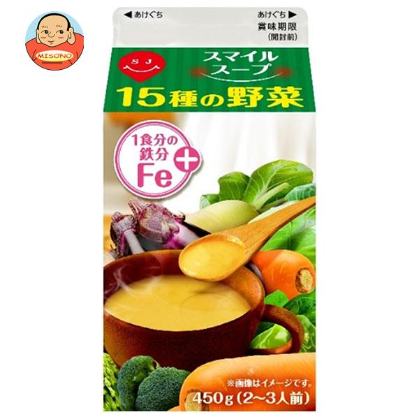 楽天飲料 食品専門店 味園サポートスジャータ スマイルスープ 15種の野菜 450g紙パック×12本入×（2ケース）｜ 送料無料 野菜スープ ポタージュスープ 食物繊維