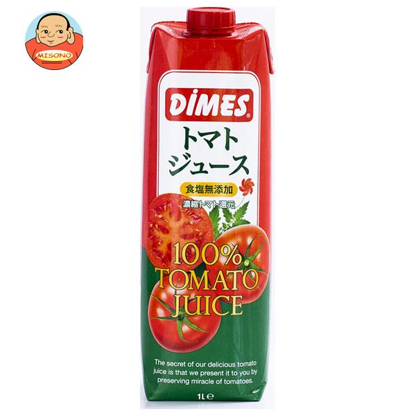 日本珈琲貿易 DiMES 食塩無添加トマトジュース 1L紙パック×12本入｜ 送料無料 紙パック 食塩無添加 トマトジュース