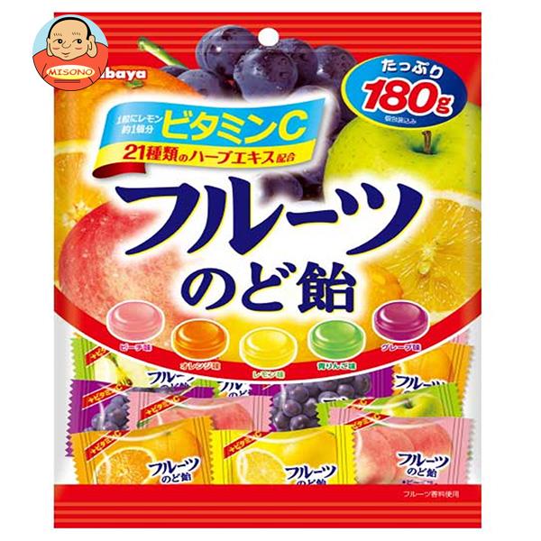 カバヤ フルーツのど飴 180g×10袋入×(2ケース)｜ 送料無料 あめ キャンディ レモン 桃 ぶどう オレンジ りんご