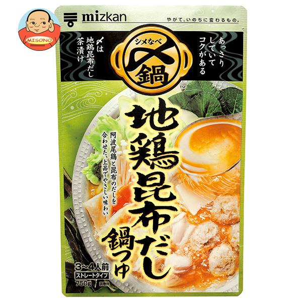 ミツカン 〆まで美味しい 地鶏昆布だし鍋つゆ ストレート 750g×12袋入｜ 送料無料 一般食品 調味料 鍋スープのサムネイル