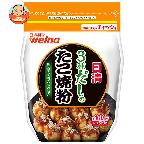 日清ウェルナ 日清 3種だしのたこ焼粉 500g×12袋入｜ 送料無料 一般食品 調味料 粉末 小麦粉 たこ焼き