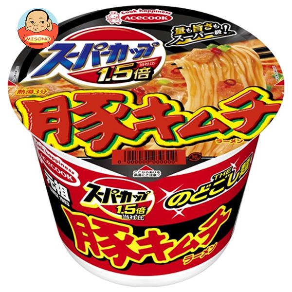 エースコック スーパーカップ1.5倍 豚キムチラーメン 107g×12個入｜ 送料無料 カップラーメン カップ麺 ラーメン インスタント 即席