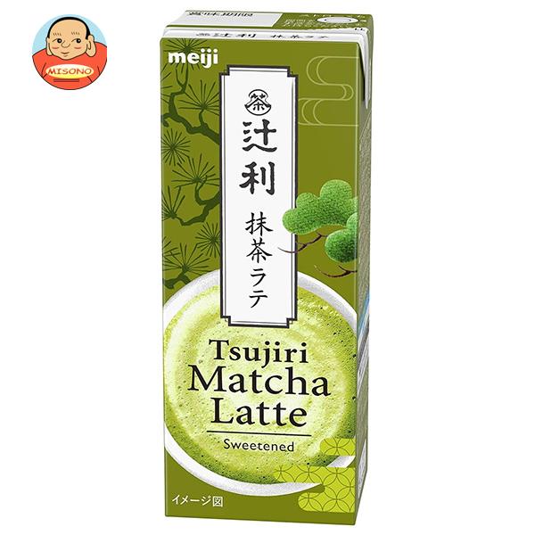 【送料無料・メーカー/問屋直送品・代引不可】明治 辻利 抹茶ラテ 200ml紙パック×24本入｜ 乳飲料 抹茶 ミルク