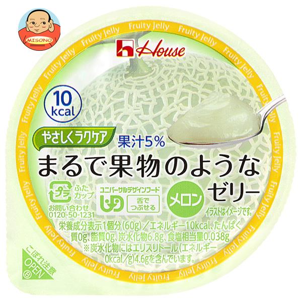 ハウス食品 やさしくラクケア まるで果物のようなゼリー メロン 60g×48個入｜ 送料無料 ゼリー 果物 ラクケア デザート 区分3 介護食