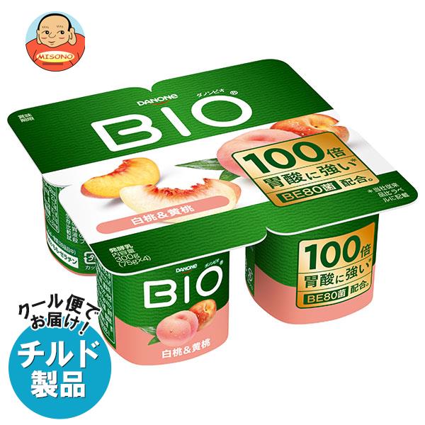 【チルド(冷蔵)商品】ダノンジャパン ダノンビオ BIO 白桃＆黄桃 (75g×4)×6個入×(2ケース)｜ 送料無料 ダノン ヨーグルト 桃 もも ダノンヨーグルト