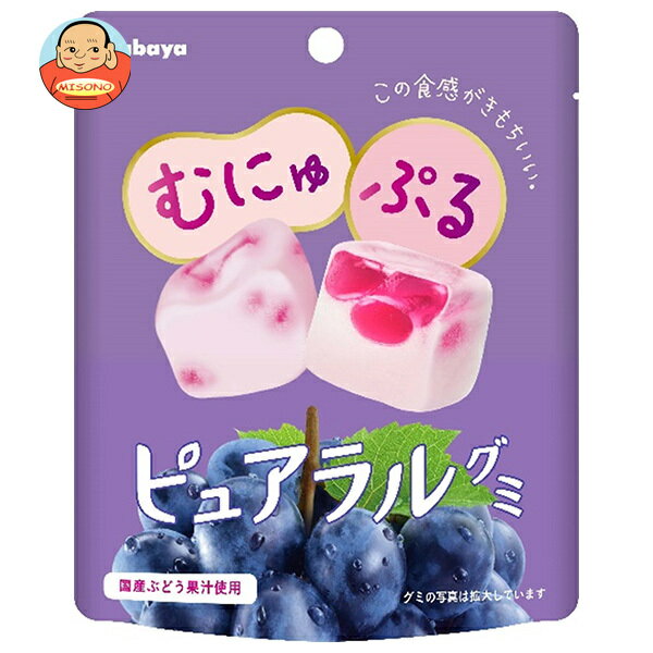 [ポイント5倍！6/27(金)1時59分まで全品対象エントリー&購入]カバヤ ピュアラルグミ ぶどう 58g×8個入×(2ケース)｜ 送料無料 お菓子 グミ 袋 グレープ 葡萄 ぶどう PURERAL