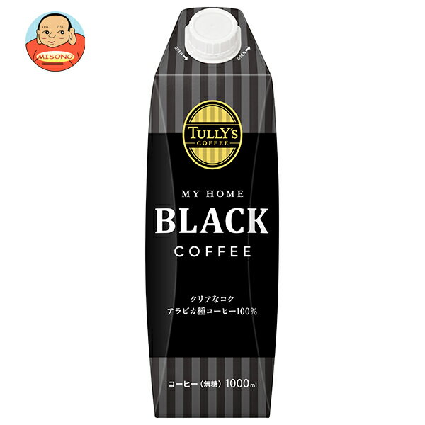 [ポイント5倍！6/27(金)1時59分まで全品対象エントリー&購入]伊藤園 TULLYS COFFEE(タリーズコーヒー) ブラック 1L紙パック×6本入×(2ケース)｜ 送料無料 無糖 珈琲 コーヒー 紙パック