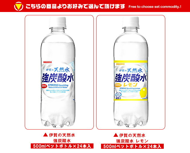 サンガリア 伊賀の天然水 炭酸水 選べる2ケースセット 500mlペットボトル×48(24×2)...