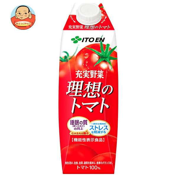 伊藤園 理想のトマト(屋根型) 1L紙パック×12(6×2)本入| 送料無料 トマトジュース 食塩無添加 トマト 野菜ジュース