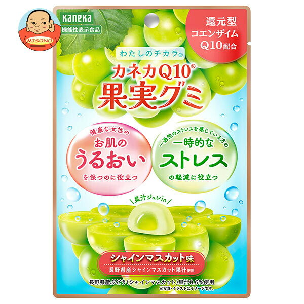 カネカ食品 カネカQ10果実グミ シャインマスカット味 40g×10袋入｜ 送料無料 グミ 果汁 ジュレ チャック付 コエンザイム 機能性表示食品 ストレス うるおい マスカット