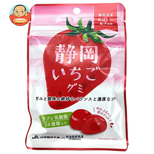 カネカ食品 静岡いちごグミ ラブレ乳酸菌入 40g×10袋入｜ 送料無料 お菓子 グミ 果汁 ジュレ ラブレ乳酸菌 ラブレ 乳酸菌 チャック付き 腸内環境 苺 いちご