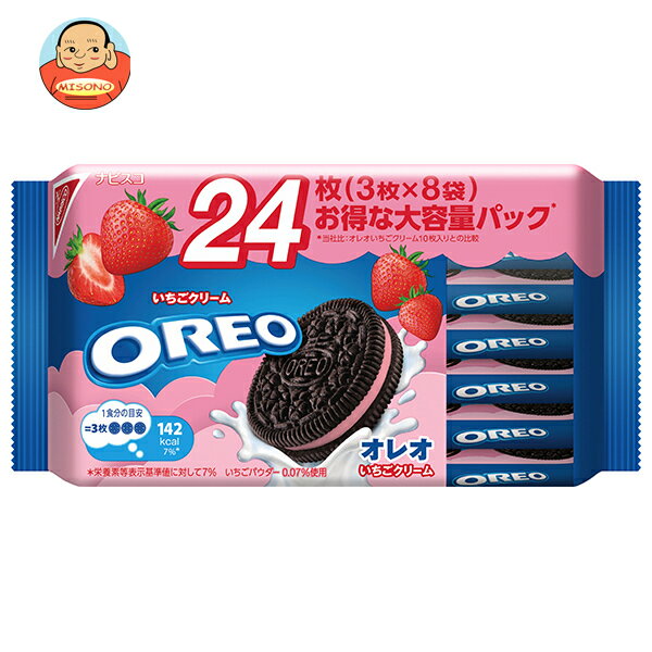 モンデリーズ・ジャパン オレオ ファミリーパック いちごクリーム 24枚(3枚×8袋)×12個入｜ 送料無料 お..
