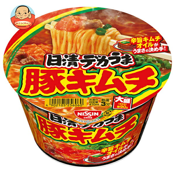 日清食品 日清デカうま 豚キムチ 101g×12個入｜ 送料無料 インスタント食品 カップめん ラーメン