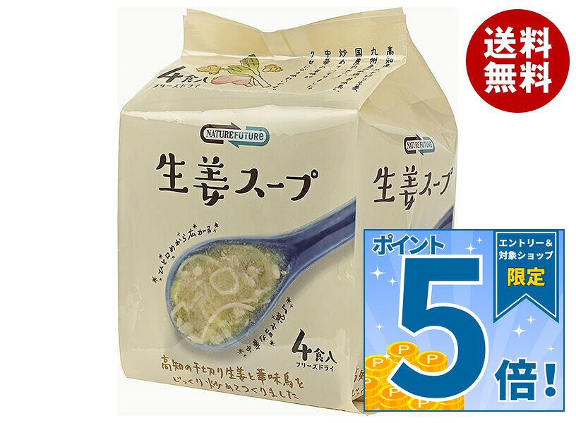[ポイント5倍！9/11(金)1時59分まで全品対象エントリー&購入]コスモス食品 NATUREFUTURe(ネイチャーフューチャー) 生姜スープ4食入 42.4g×4袋入×(2ケース)｜ 送料無料 フリーズドライ インスタント食品 スープ 袋 misonoya-10123099 MISONOYA楽天市場店 パッケージ画像