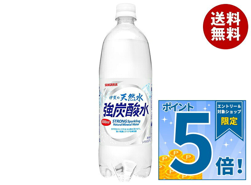 サンガリア 伊賀の天然水 強炭酸水 1Lペットボトル×12本入｜ 送料無料 炭酸飲料 炭酸水 強炭酸 PET