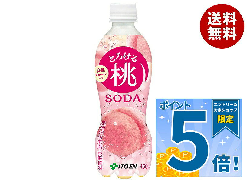 [ポイント5倍！9/11(金)1時59分まで全品対象エントリー&購入]伊藤園 とろける桃ソーダ 450mlペットボトル×24本入×(2ケース)｜ 送料無料 ピーチ ソーダ PET