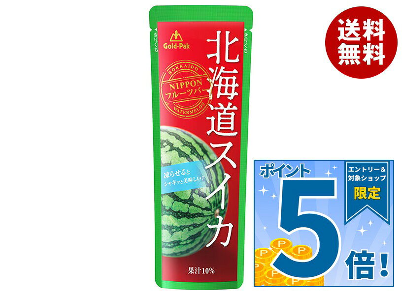 [ポイント5倍！9/19(土)20時〜全品対象エントリー&購入]ゴールドパック 北海道スイカ 80gパウチ×20本入｜ 送料無料 スイカ 果実飲料 加糖 氷結 ハンディタイプ