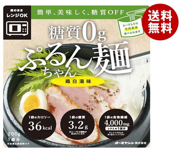 オーミケンシ 糖質0g ぷるんちゃん麺 鶏白湯味 200g×12袋入｜ 送料無料 一般食品 レトルト 即席 ダイエット食品 白湯