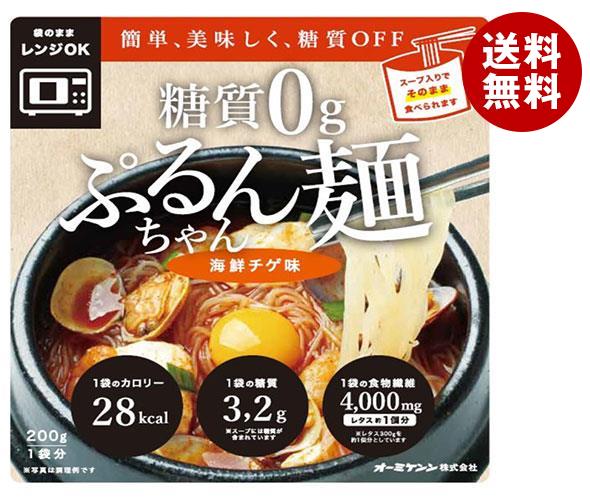 オーミケンシ 糖質0g ぷるんちゃん麺 海鮮チゲ味 200g×12袋入｜ 送料無料 一般食品 レトルト 即席 ダイ..